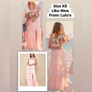 Lulu's Blush Tiered Maxi Dress